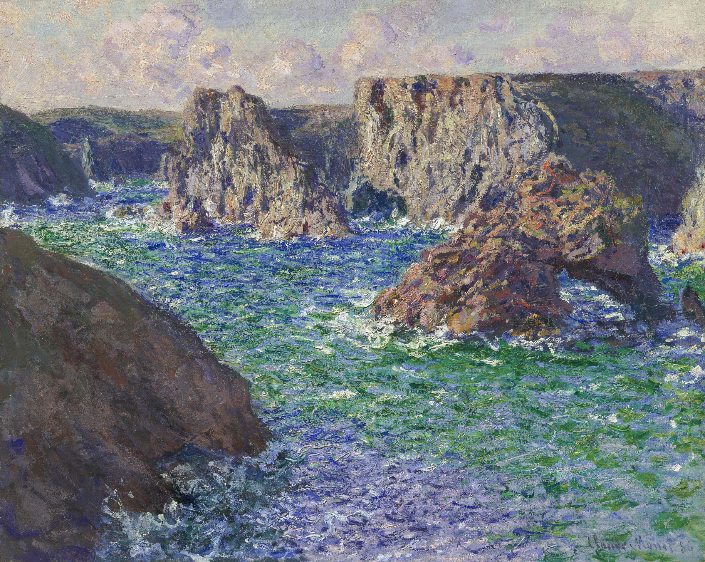 Claude Monet (1840-1926) La Roche Guibel, Port-Domois, 1886. Oil on Canvas. 26¼ x 32½ in (66.7 x 82.5 cm). Estimate: $6,000,000-8,000,000. Offered in 20th Century Evening Sale on 16 May 2024 at Christie&rsquo;s in New York