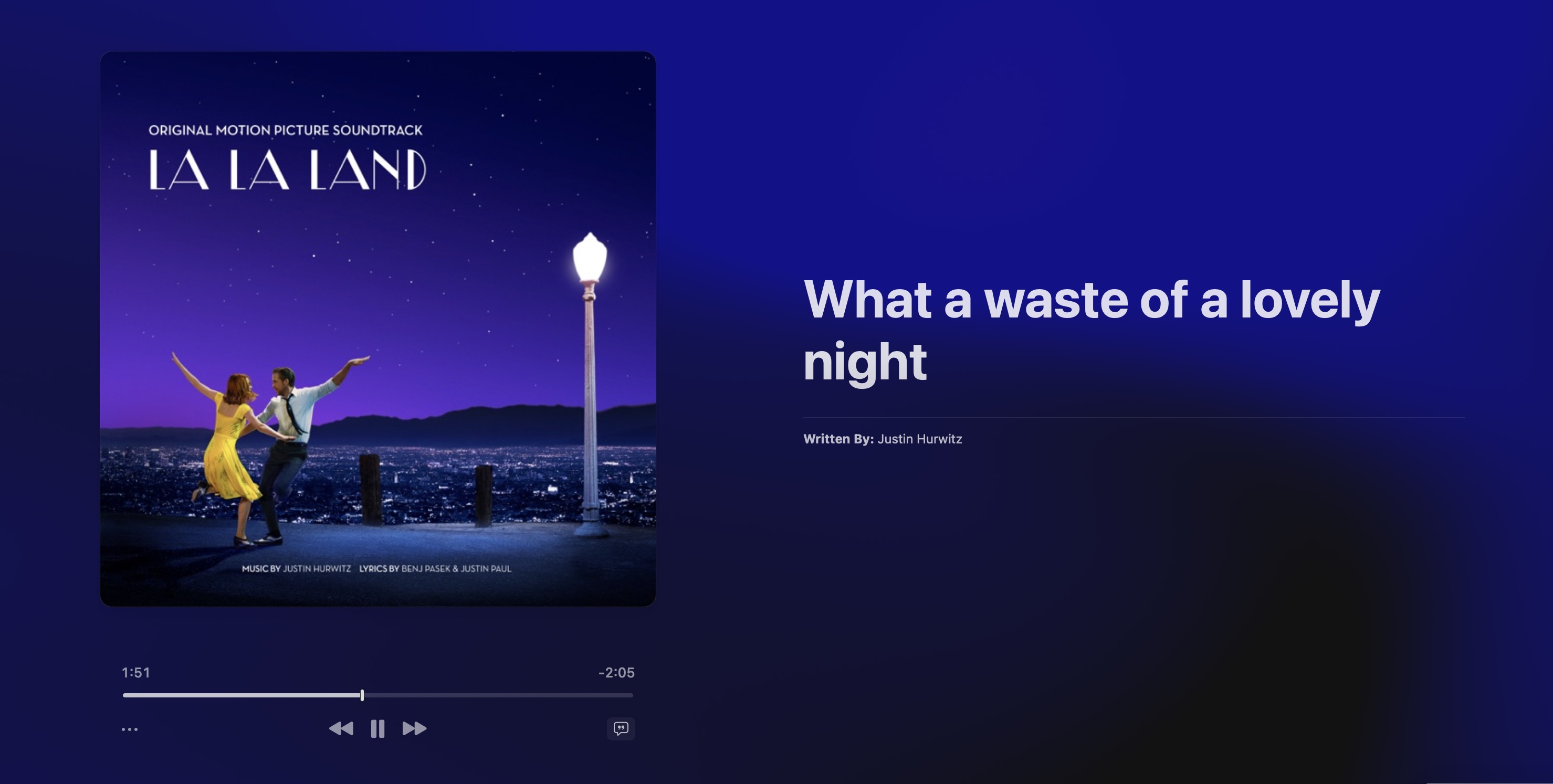 the lyric of &lsquo;A Lovely Night&rsquo; soundtrack of LA LA LAND. What a waste of lovely night&hellip; life&rsquo;s too short, not a single nights should be wasted. as does tonight.